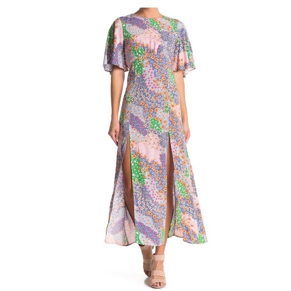 Topshop Patchwork Floral Midi Dress - Picture 1 of 7